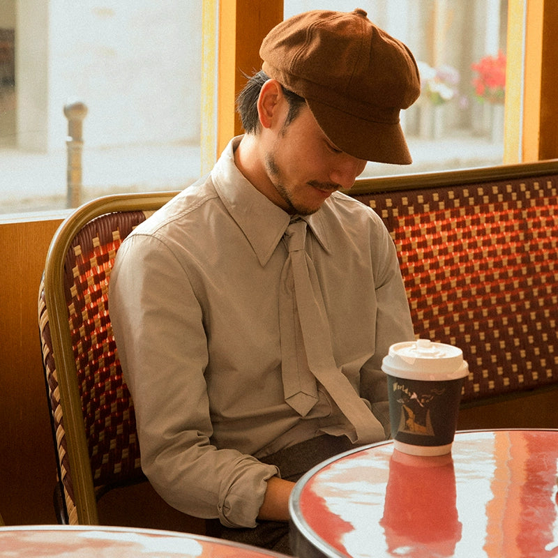 SOARIN复古英伦风高级感衬衫男商务正装修身通勤打底长袖西装衬衣