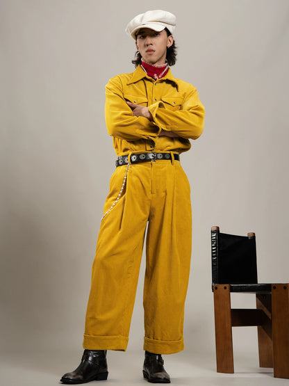 SOARIN美式复古巴恩风灯芯绒长袖衬衫男 冬季双口袋工装外套衬衣