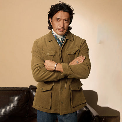 SOARIN美式复古灯芯绒外套男 阿美咔叽军装休闲多口袋猎装式夹克