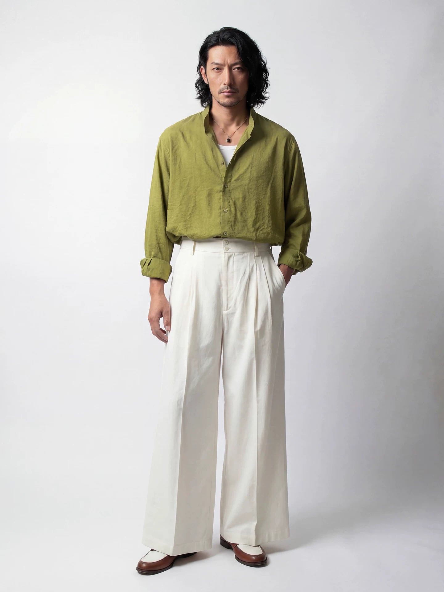 SOARIN Casual Vintage Loose Fit Cotton Viscose Nylon Blend Shirt JITZ262TC470