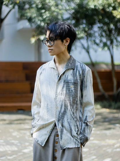 SOARIN WORLD Gai Yu Xia Vintage Botanical-Dyed Swallow Collar Shirt Z212C414