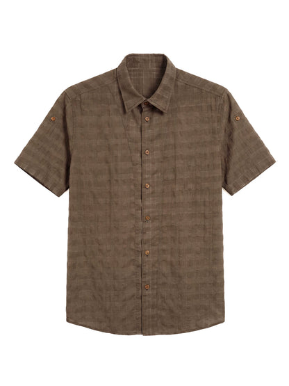 SOARIN Casual Vintage Regular Fit Cotton Blend Short Sleeve Shirt JITZ2621C502