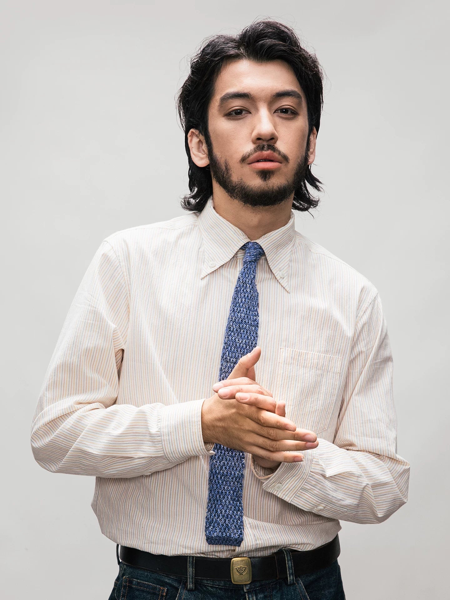SOARIN Ivy Style Slim Fit Pure Cotton Striped Shirt JIVZ2537C437