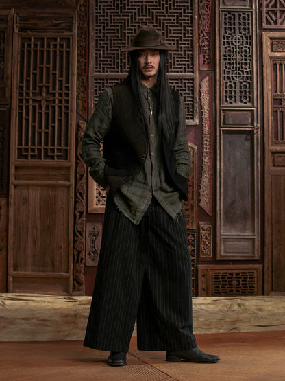 SOARIN Gai Yu Xia Series Slim Fit Wool Blend Asymmetric Deconstructed Vest  DCZ233TB31