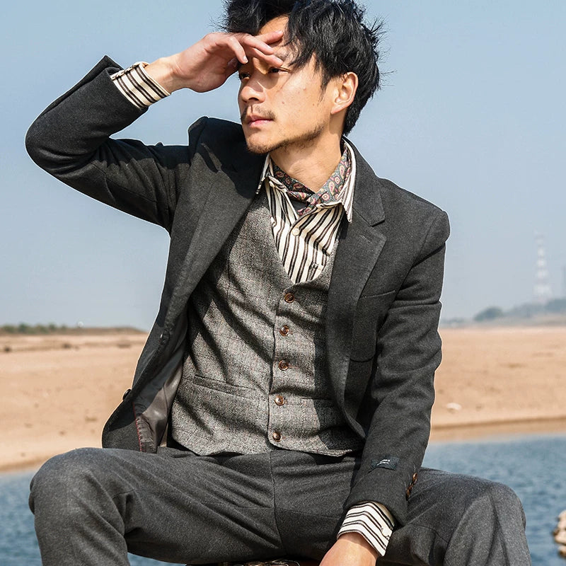 SOARIN British Retro Slim Fit Woolen Blazer   XT73XZ33