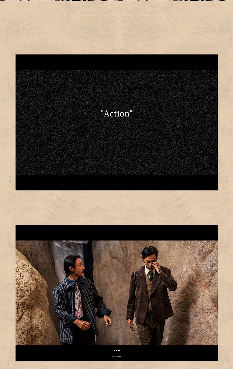 SOARIN美式复古工装夹克男士 阿美咔叽秋冬休闲条纹翻领外套上衣