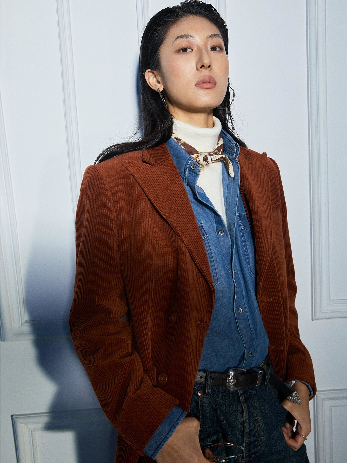 SOARIN英伦风复古灯芯绒西装外套男 老钱风绅士商务双排扣单西服