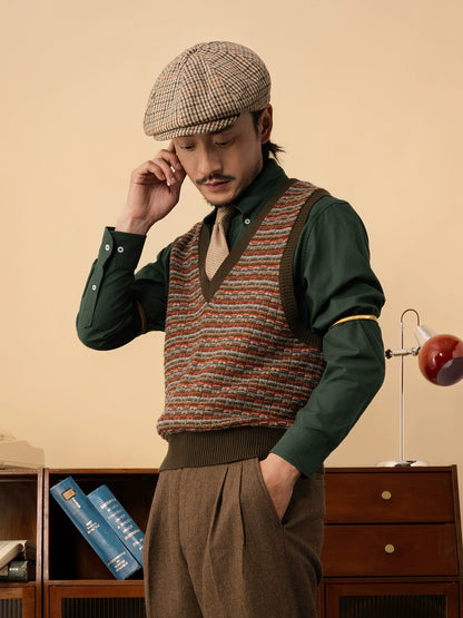 SOARIN复古民族风费尔岛毛衣男女款 vintage古着套头提花针织背心