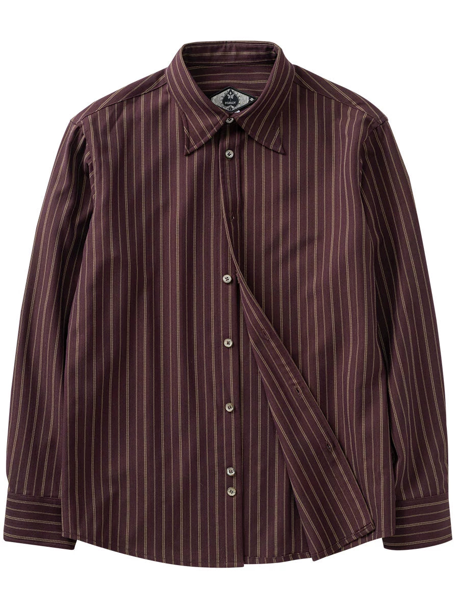 SOARIN英伦复古条纹西装衬衫男 老钱风免烫抗皱商务绅士长袖衬衣