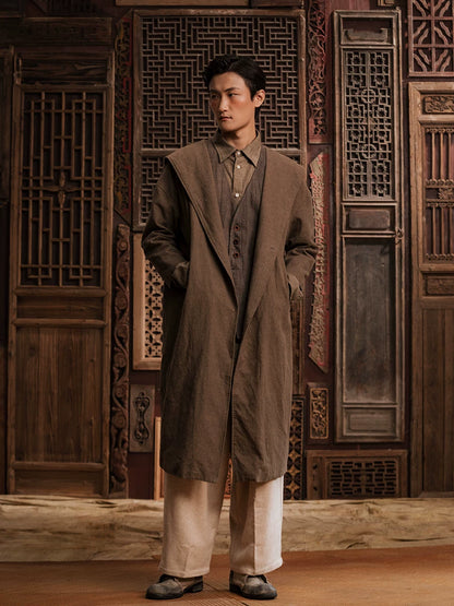 SOARIN WORLD gai yu xia Series Loose Fit Linen Cotton Blend Hooded Coat DCZ233TDY06