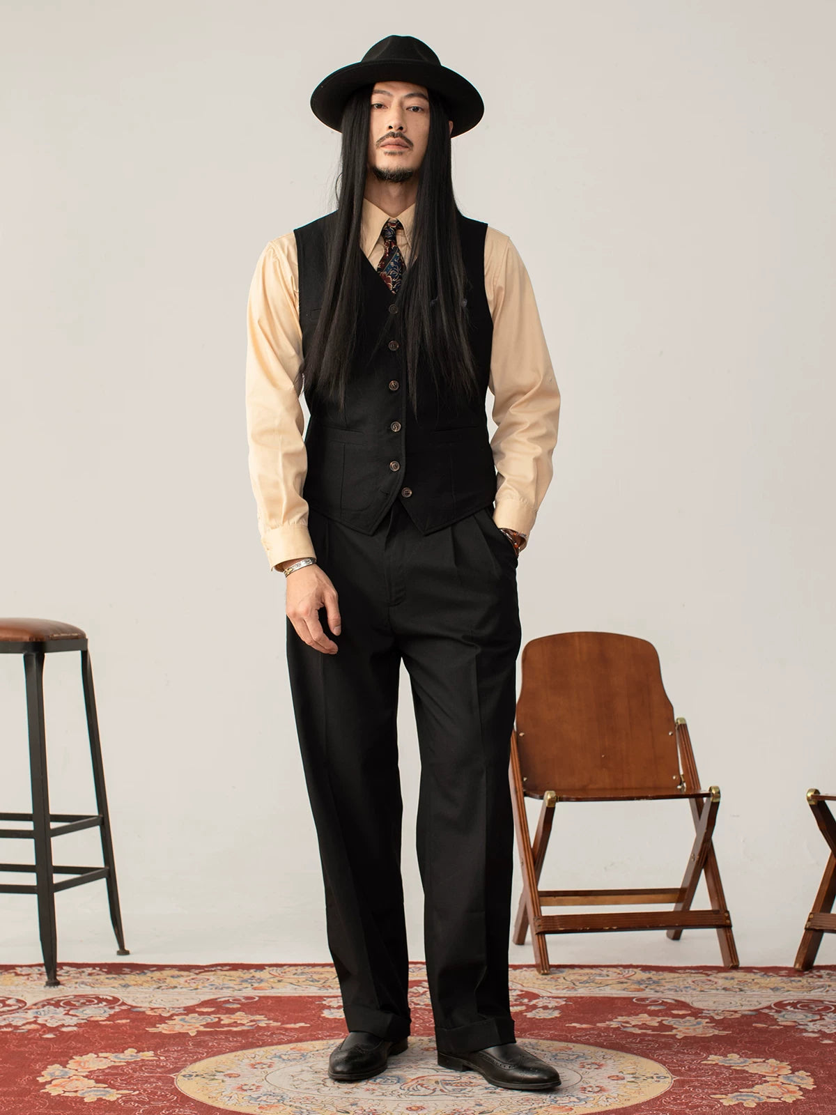 SOARIN Classic Vintage Slim Fit Pinstripe Vest JUKZ2432B77