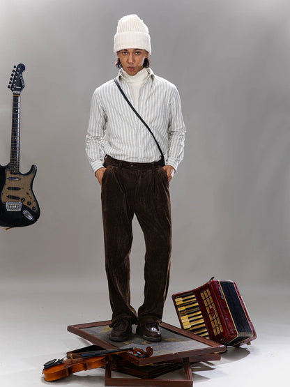SOARIN Ivy Style Slim Fit Pure Cotton Striped Shirt JITZ2532C444