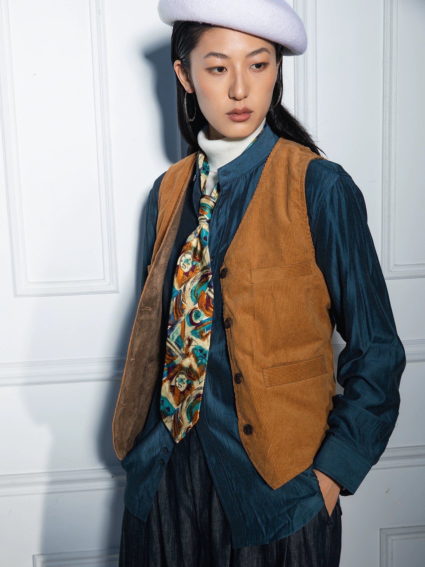 SOARIN【双面穿】西部风灯芯绒马甲男复古美式工装鹿皮绒马夹背心