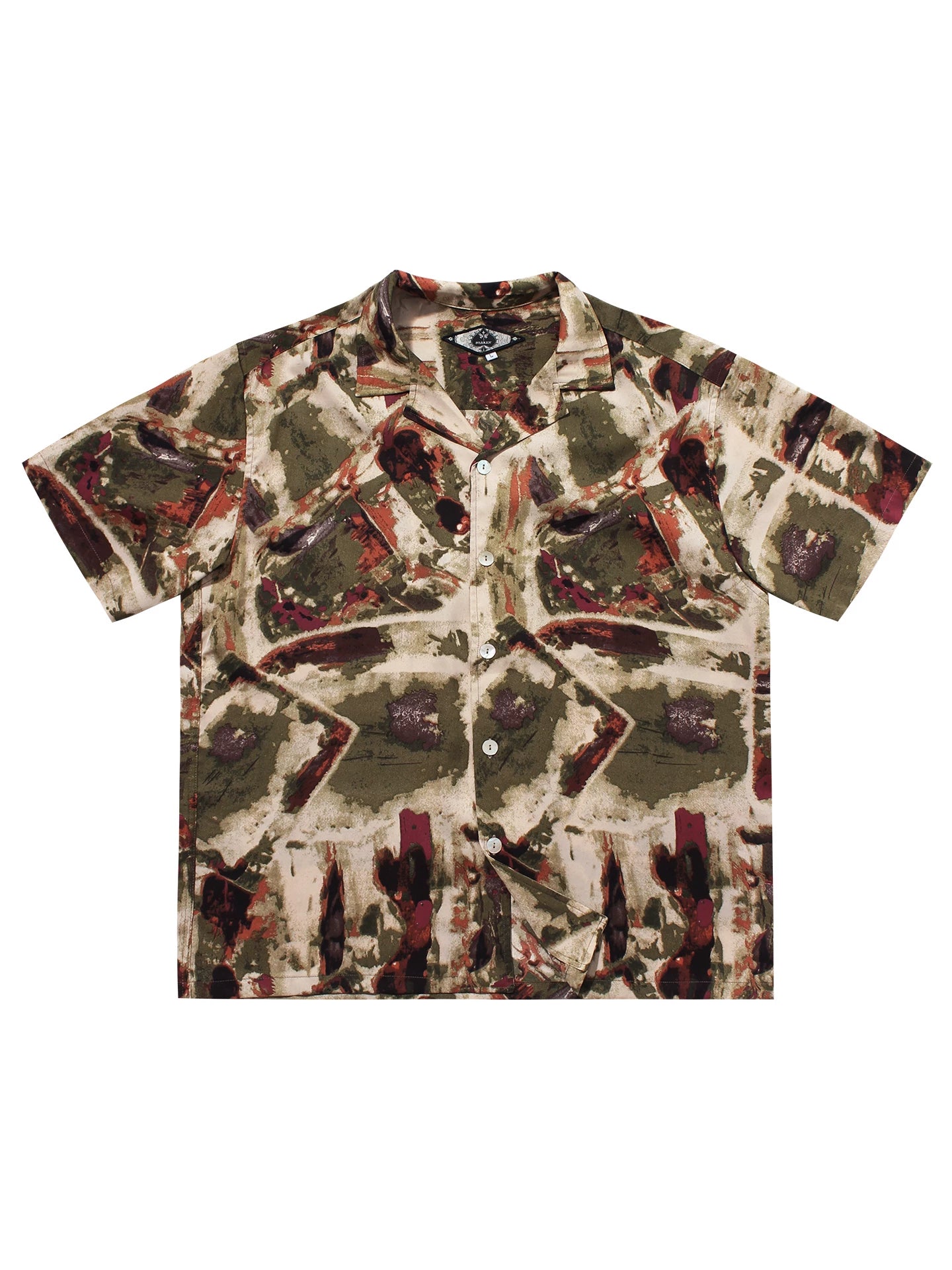 SOARIN Vintage Abstract Print Cuban Collar Short Sleeve Shirt JITZ242TC245