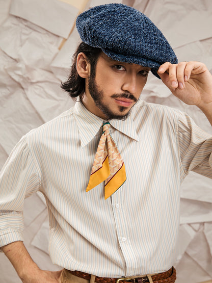 SOARIN英伦风复古条纹西装衬衫男 纯棉简约百搭商务通勤长袖衬衣