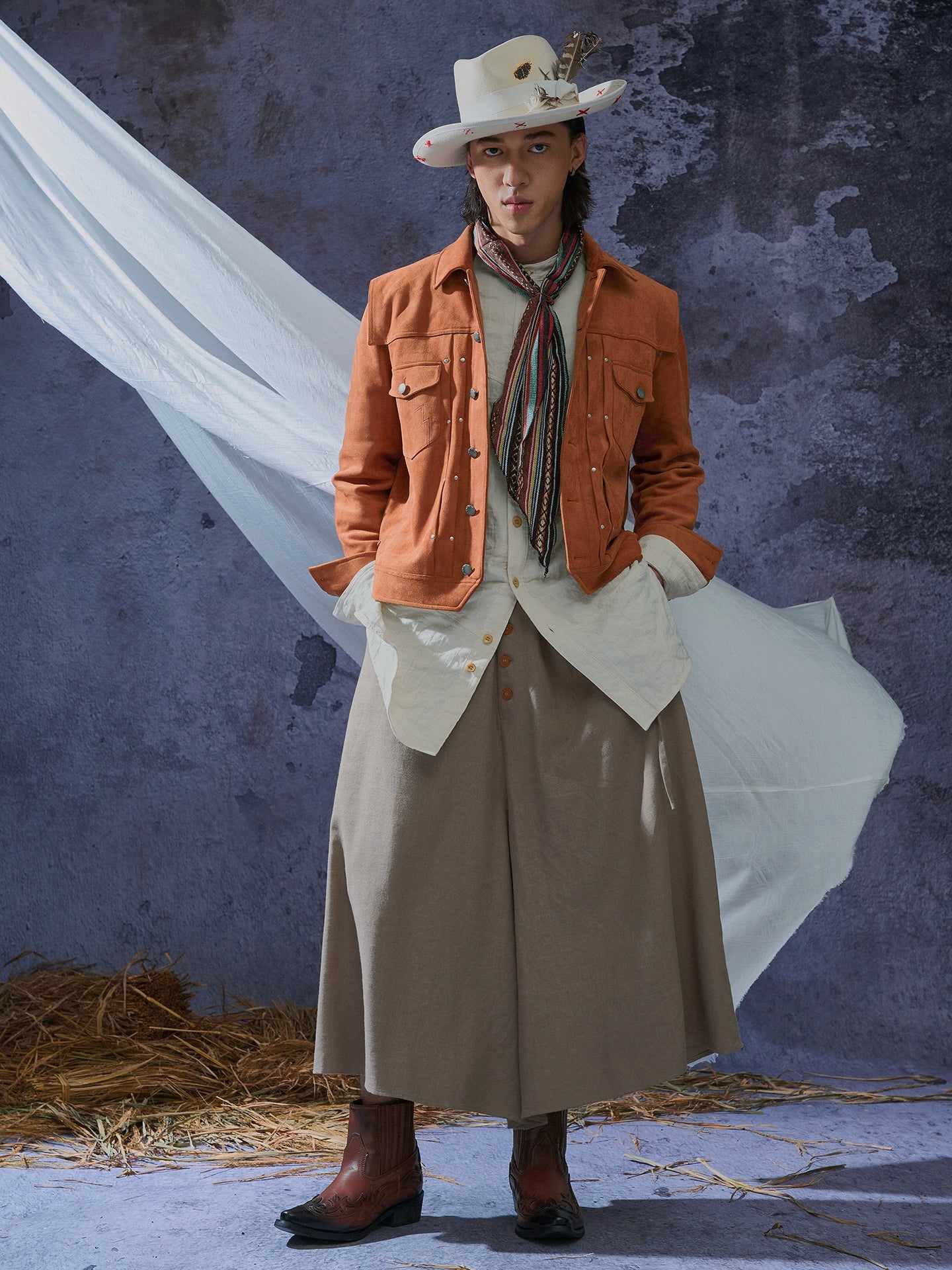 SOARIN美式西部牛仔风麂皮绒夹克男 重磅复古鹿皮飞行员短款外套