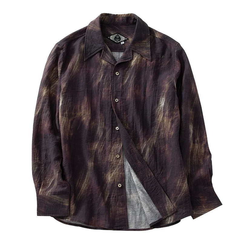 SOARIN Casual Vintage Regular Fit Lyocell Nylon Linen Blend Long Sleeve Shirt JITZ2521C408