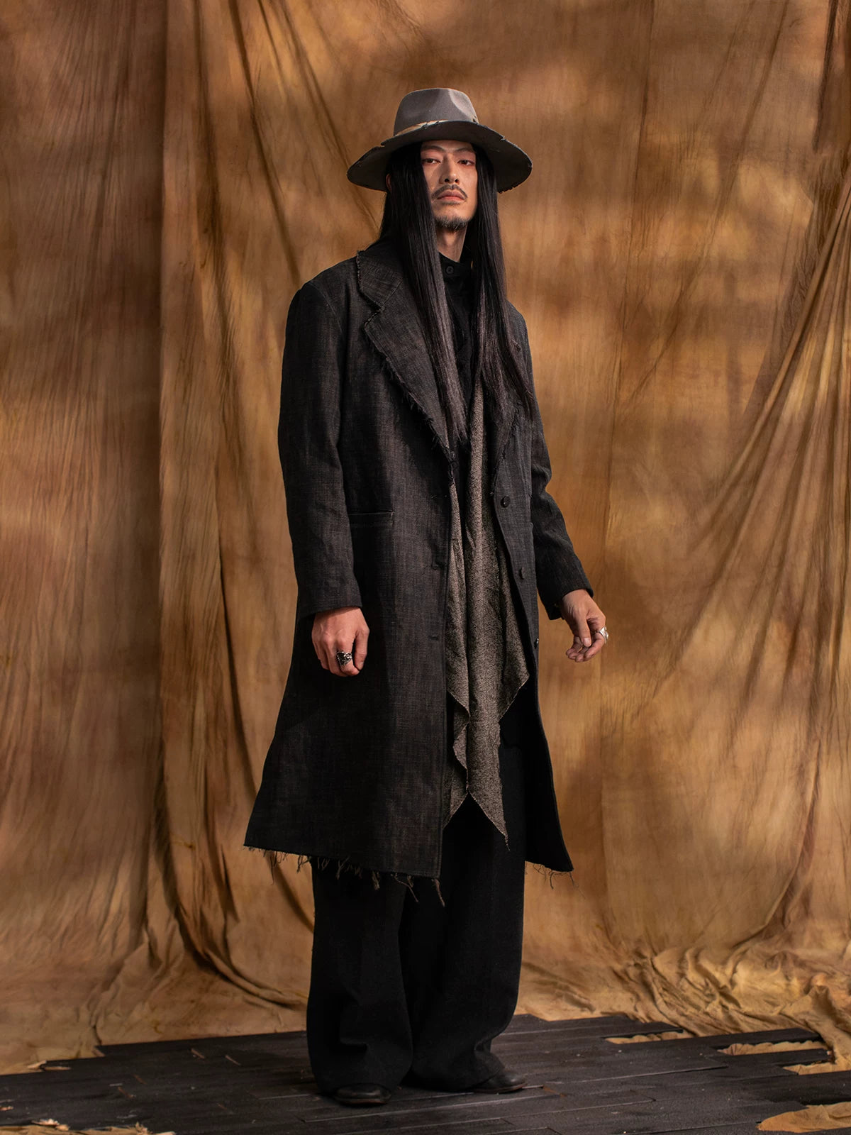 SOARIN WORLD Gai Yu Xia Avant-Garde Deconstructive Relaxed-Fit Wool-Linen Coat DC243TDY40