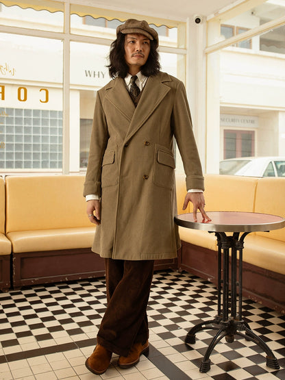 SOARIN英伦风复古双排扣大衣外套男 秋冬商务休闲中长款风衣披风