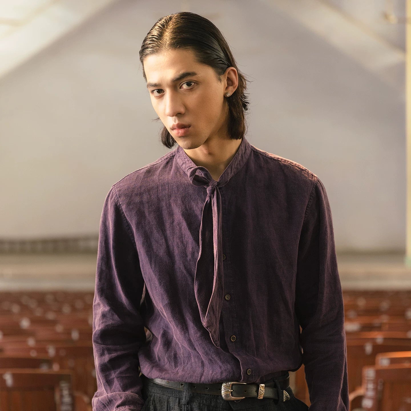 SOARIN Romantic Vintage Relaxed Fit Linen Long Sleeve Shirt  z83c82