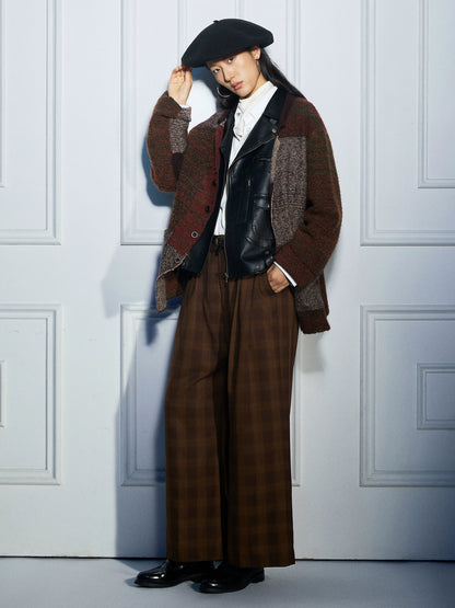 SOARIN英伦复古撞色费尔岛毛衣开衫男 Vintage古着感拼接针织外套