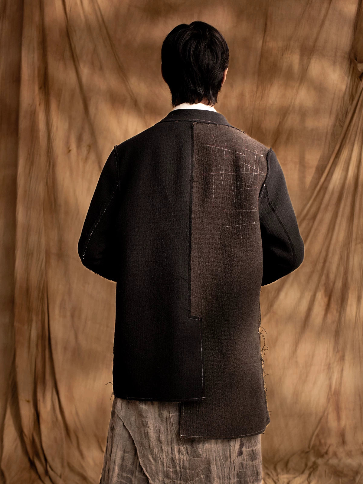 SOARIN Gai Yu Xia Series Relaxed Fit Wool Blend Asymmetric Deconstructed Coat DCZ233TXZ20