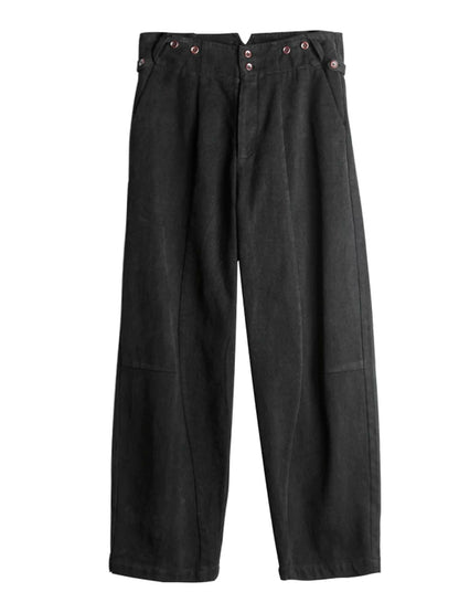 SOARIN Gentleman Vintage Wide Leg Cotton Corduroy Suspenders Trousers Z213F480