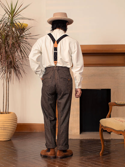 SOARIN意式绅装长尖领长袖衬衫男高级感商务正装白色法式西装衬衣