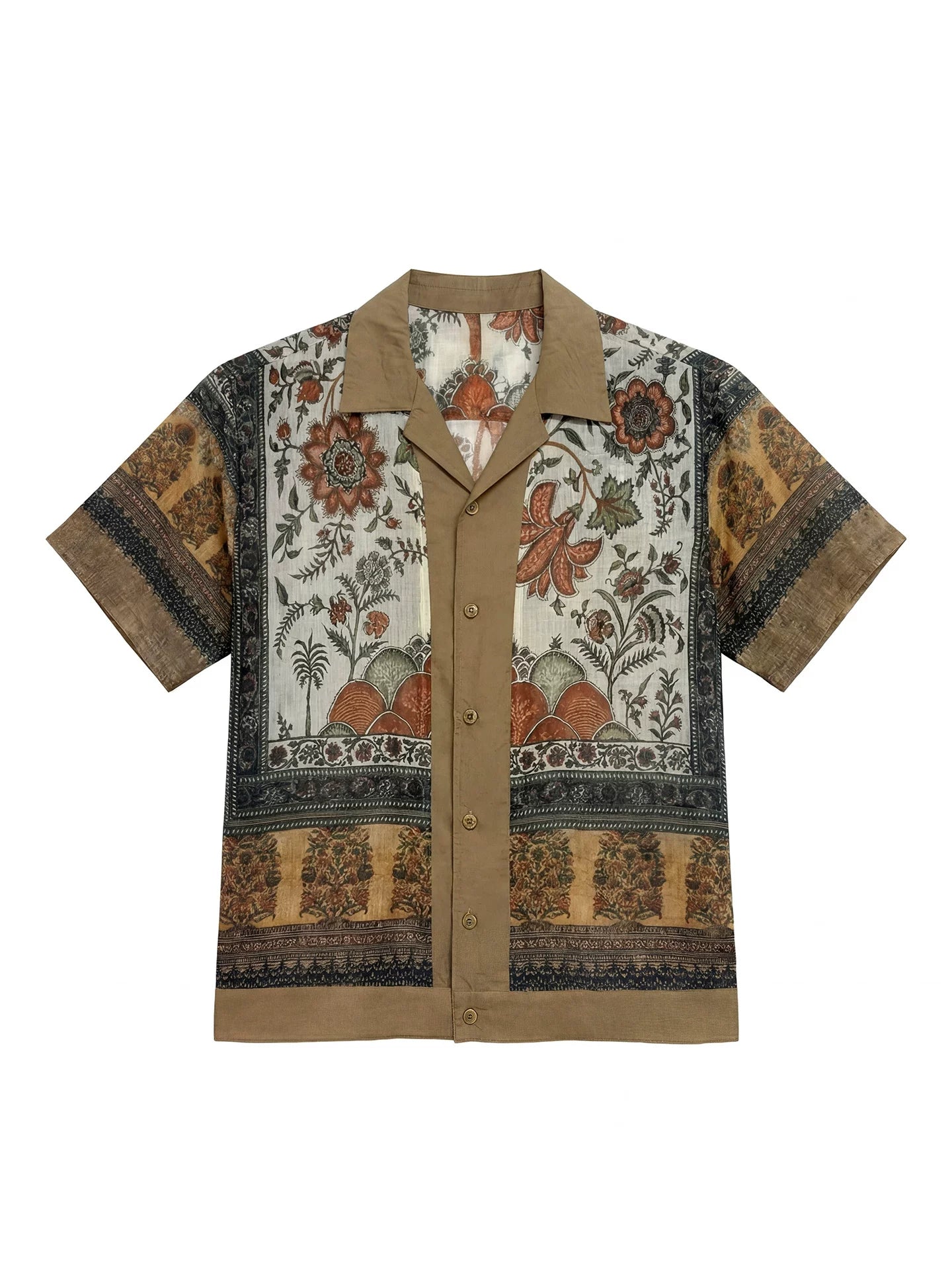 SOARIN Resort Vintage Loose Fit Linen Blend Printed Short Sleeve Shirt JITZ2527C425