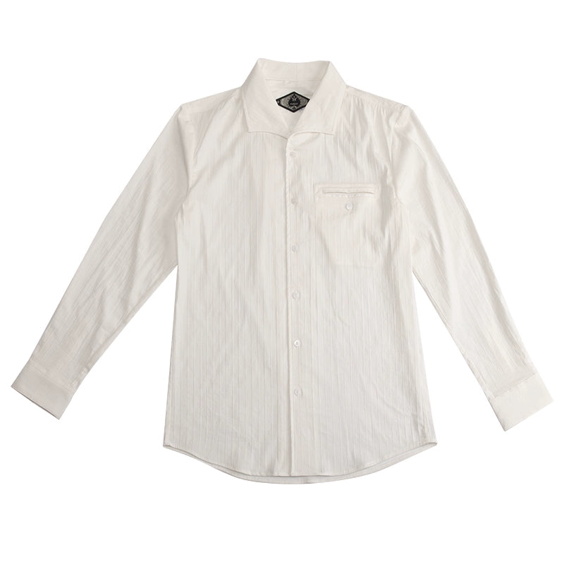 SOARIN意式那不勒斯衬衫男 松弛高级感一片领瀑布袖条纹长袖衬衣