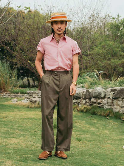 SOARIN Casual Vintage Wide Leg Polyester Cotton Trousers JUKZ252TF211