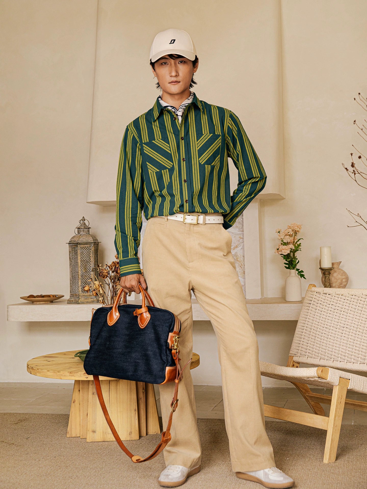 SOARIN美式工装复古灯芯绒休闲裤男 秋冬条绒保暖卡其色直筒长裤