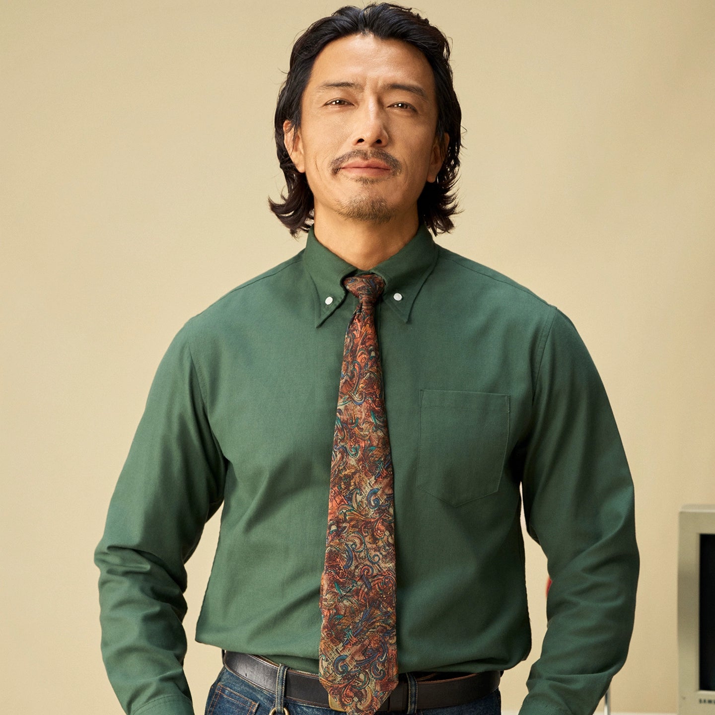 SOARIN【牛津纺】英伦复古扣领西装衬衫男高级感简约休闲长袖衬衣