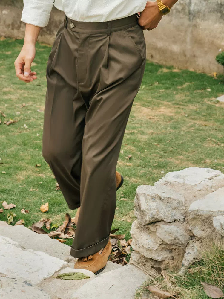SOARIN Casual Vintage Wide Leg Polyester Cotton Trousers JUKZ252TF211