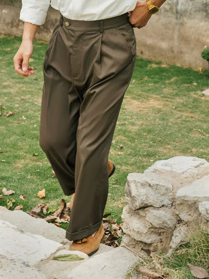 SOARIN Casual Vintage Wide Leg Polyester Cotton Trousers JUKZ252TF211