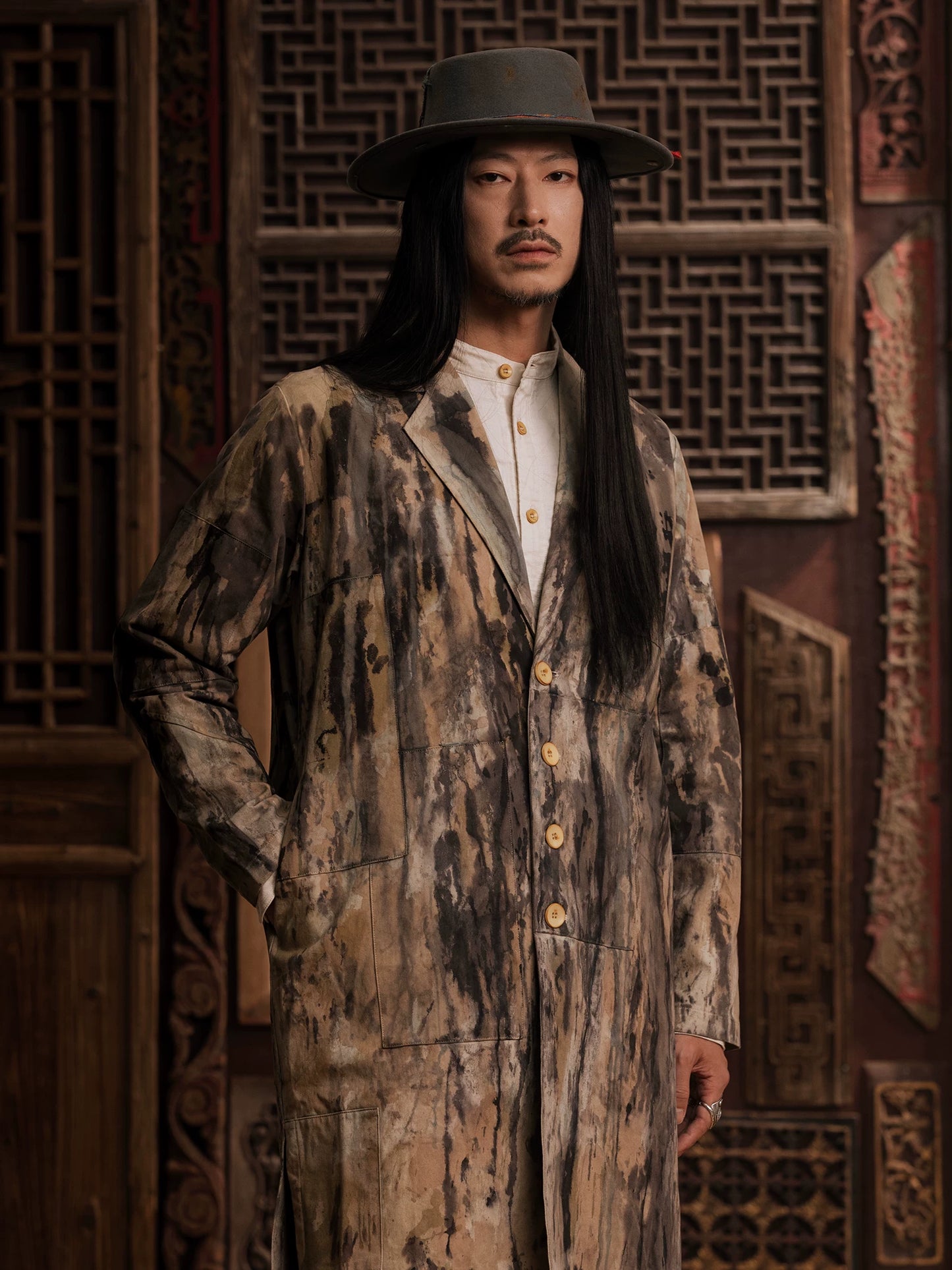 SOARIN WORLD Gai Yu Xia Fish-Mouth Collar Botanical Dye Trench Coat DCZ233TDY15