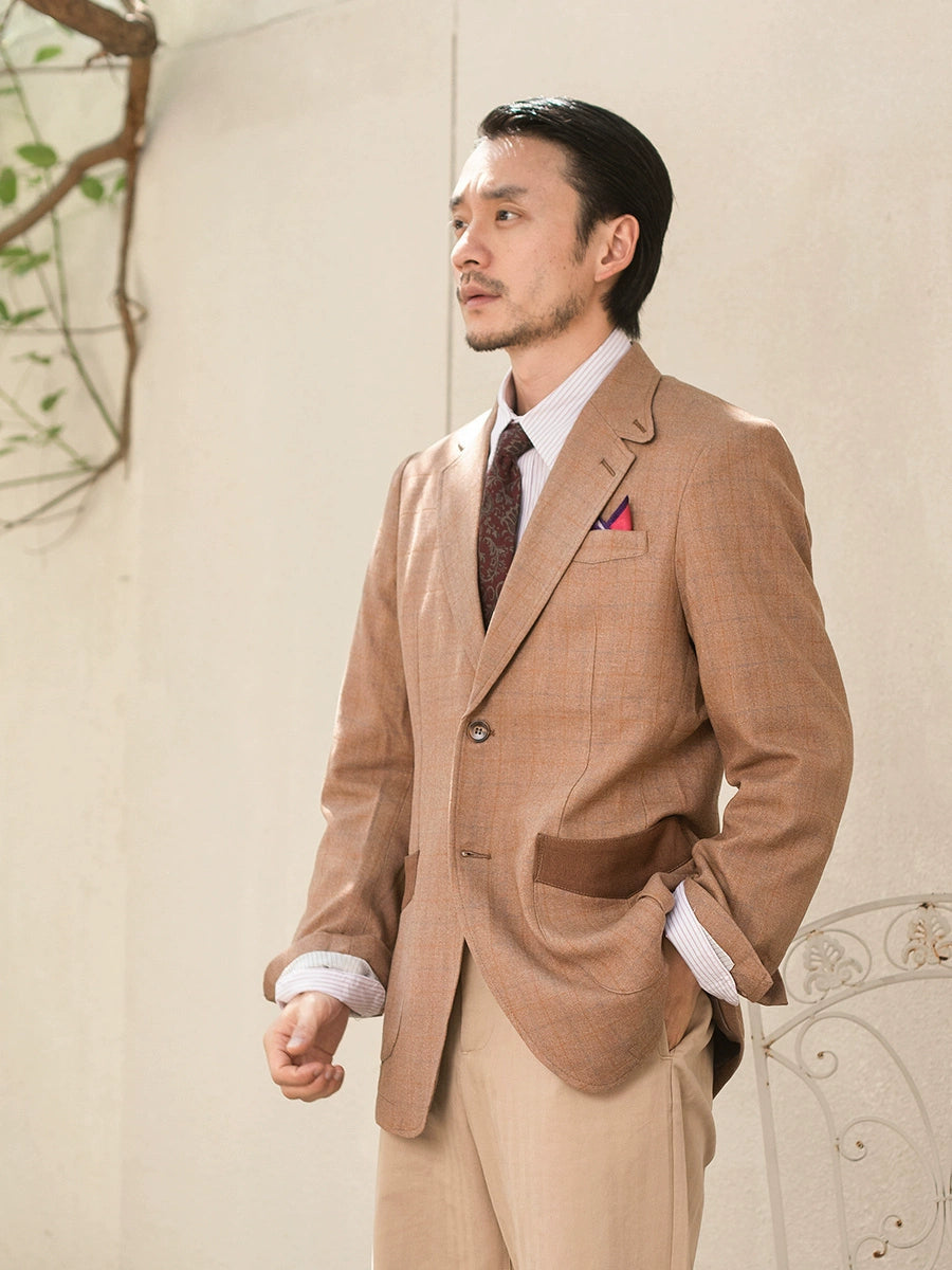 SOARIN英伦风复古格子西装外套男 原创设计感商务休闲修身单西服