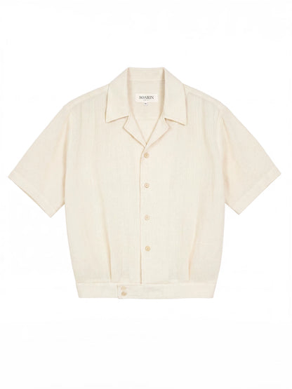 SOARIN Casual Vintage Regular Fit Cotton Linen Blend Short Sleeve Shirt YAOZ262TC525K
