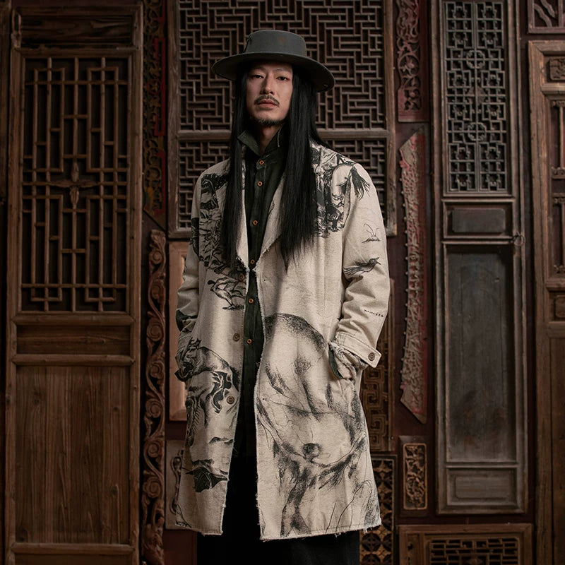 SOARIN WORLD gai yu xia Loose Fit Cotton Textured Trench Coat DCZ242TDY27K