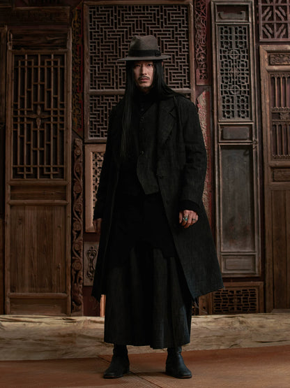 SOARIN WORLD Gai Yu Xia Avant-Garde Deconstructive Relaxed-Fit Wool-Linen Coat DC243TDY40