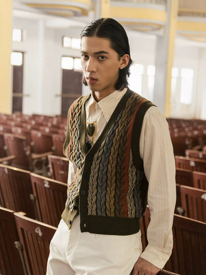 SOARIN Vintage Preppy Regular Fit Cable Knit Vest JITZ25312M19