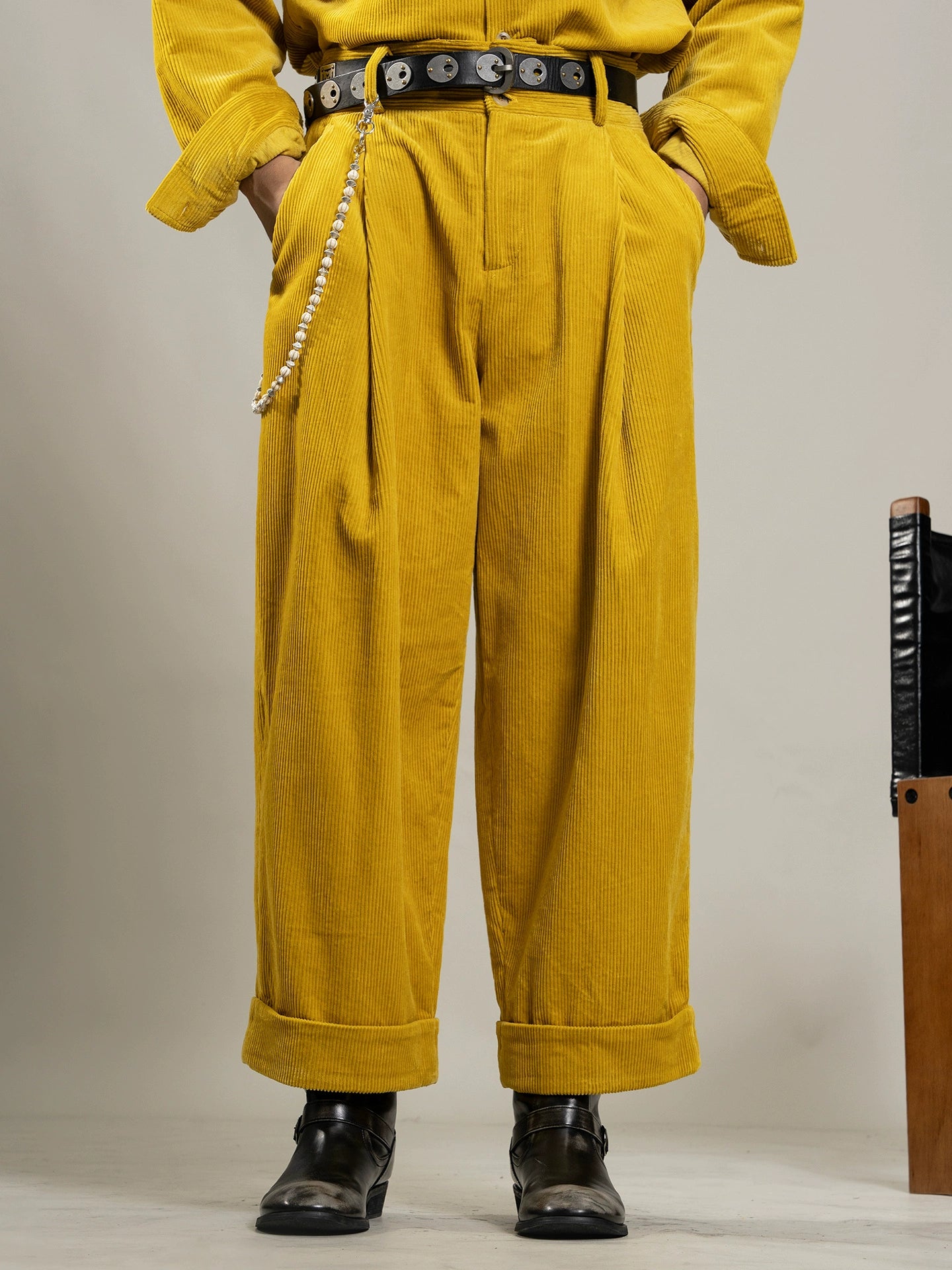 SOARIN美式复古灯芯绒长裤男 巴恩风冬季保暖重磅直筒宽松休闲裤