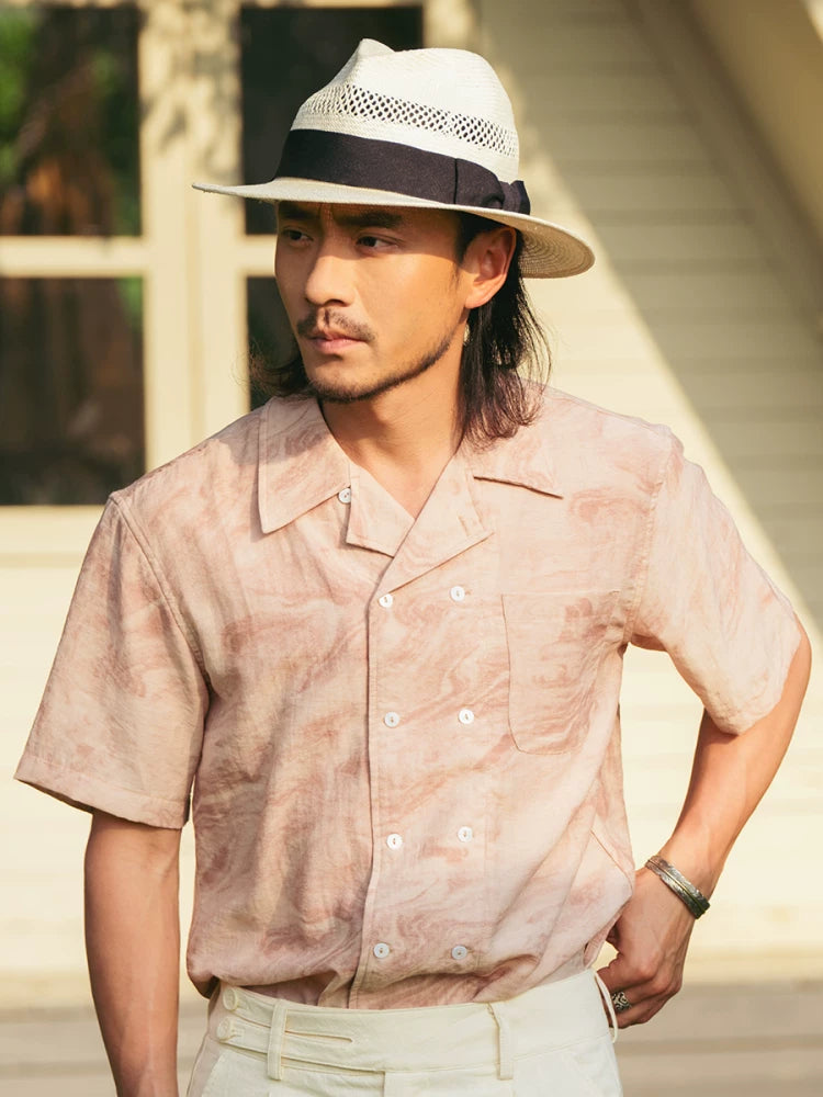 SOARIN French Vintage Regular Fit Linen Blend Short Sleeved Shirt JUKZ2521C367