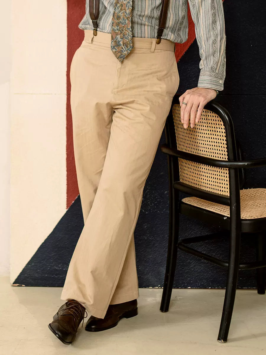 SOARIN Vintage Heritage Straight Leg Cotton Trousers JIVZ23319F60