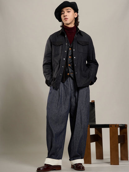 【重磅油蜡布】SOARIN美式工装夹克男 拼接休闲双口袋油蜡外套