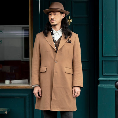 SOARIN英伦风复古呢子大衣外套男 秋冬高级感商务休闲中长款风衣