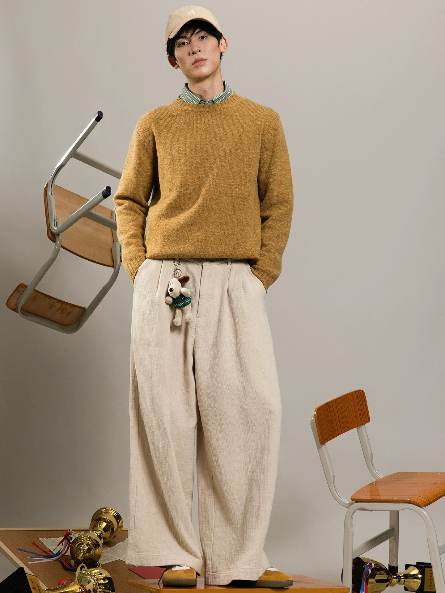 SOARIN英伦复古套头长袖针织衫男 轻熟感圆领打底通勤休闲毛衣冬