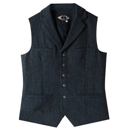 Soarin British Vintage Style Tweed Lapel Suit Vest Formal Suit Vest