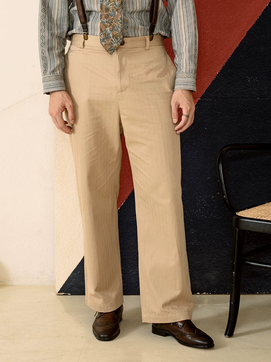 SOARIN Vintage Heritage Straight Leg Cotton Trousers JIVZ23319F60