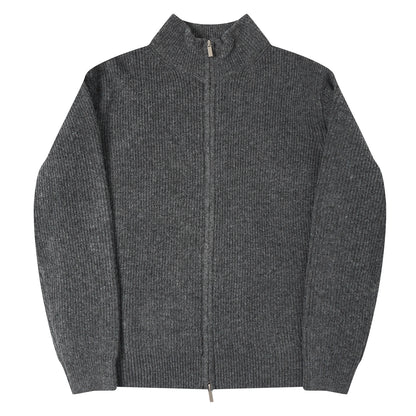 SOARIN复古老钱风拉链半高领毛衣外套男 厚款 罗纹针织毛线衣夹克